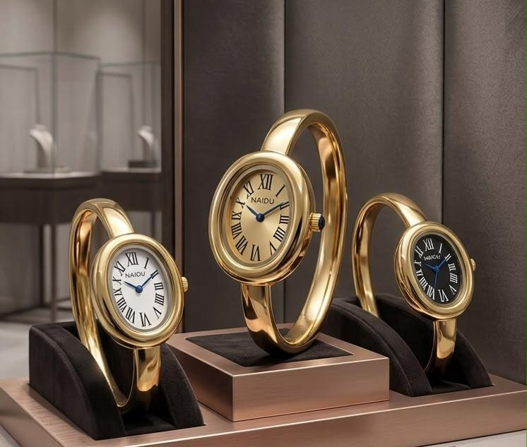 Naidu Brand Bangle Watches For Ladies Gold Steel
